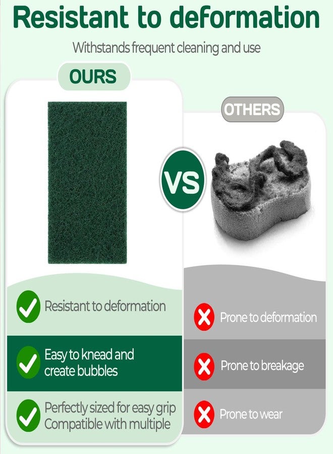 OLLBIT Heavy Duty Scouring Pad 10Pcs Scouring Pads Green Scrubbing Pads for Heavy Duty Cleaning Scrubbing Pads for Kitchen Bathroom Household Cleaning Dish Scrubber Scrubbing Sponges - Image 5